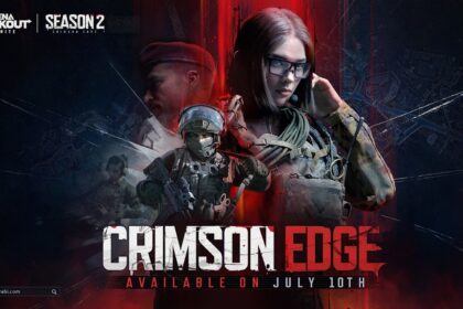 Artwork promozionale della Season 2 Crimson Edge di Arena Breakout Infinite, con Hecate, nuovo boss in primo piano.