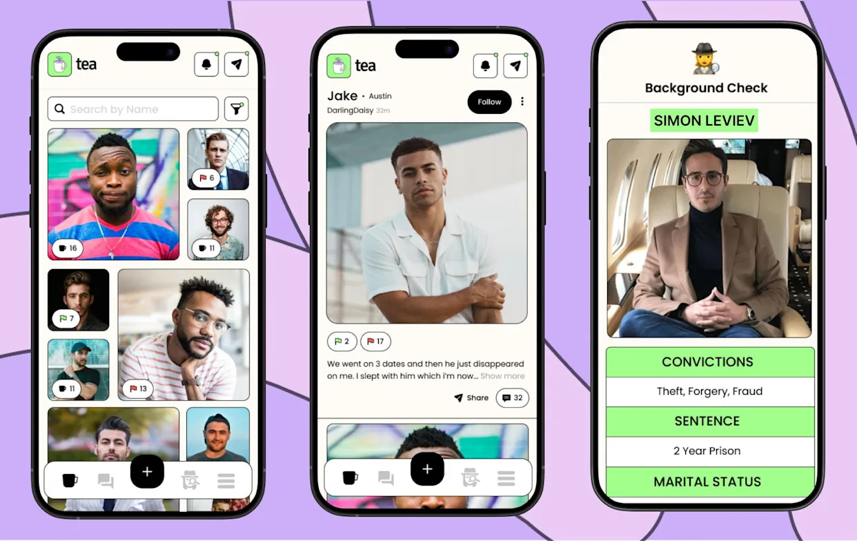 Screenshot da smartphone con Tea app