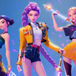 Le tre protagoniste idol sul poster di KPop Demon Hunters, film animato Netflix campione di visualizzazioni.