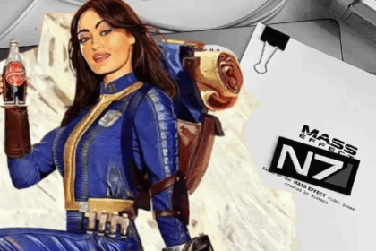 Ella Purnell accanto al logo di Mass Effect