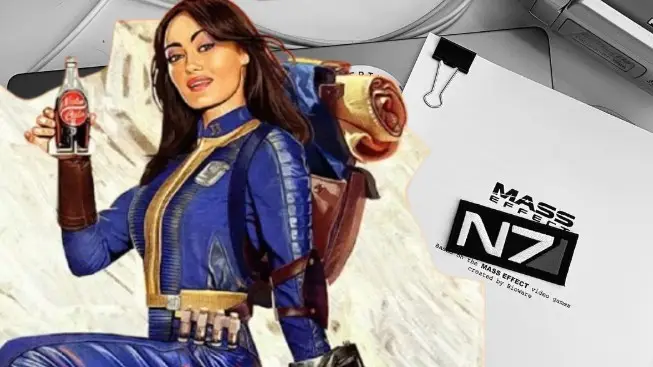 Ella Purnell accanto al logo di Mass Effect